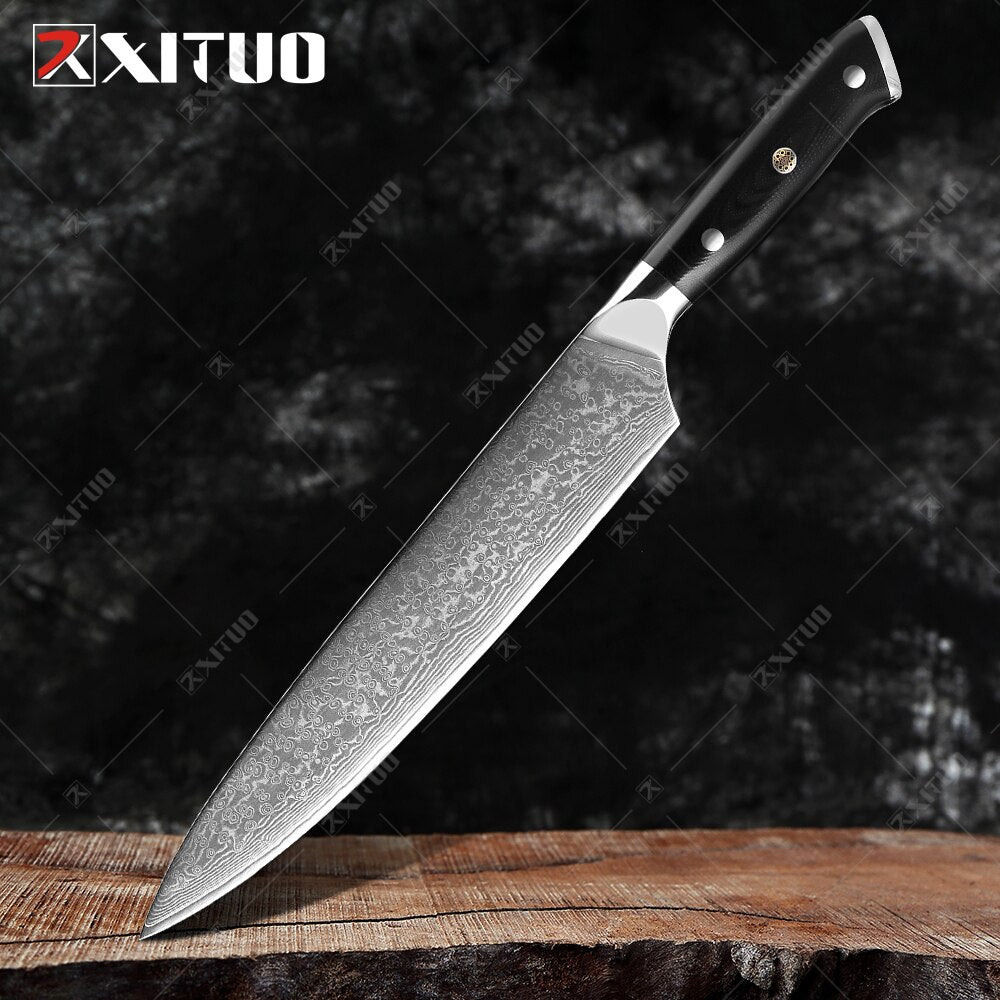 XITUO Damascus Chef Knife Professional Japan Sankotu Cleaver Bone Knives Utility Kiritsuke Paring Kitchen Knife Cooking Tools