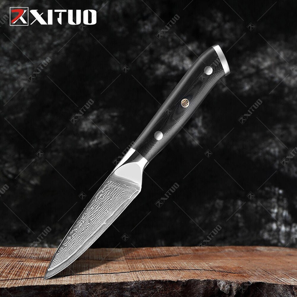 XITUO Damascus Chef Knife Professional Japan Sankotu Cleaver Bone Knives Utility Kiritsuke Paring Kitchen Knife Cooking Tools
