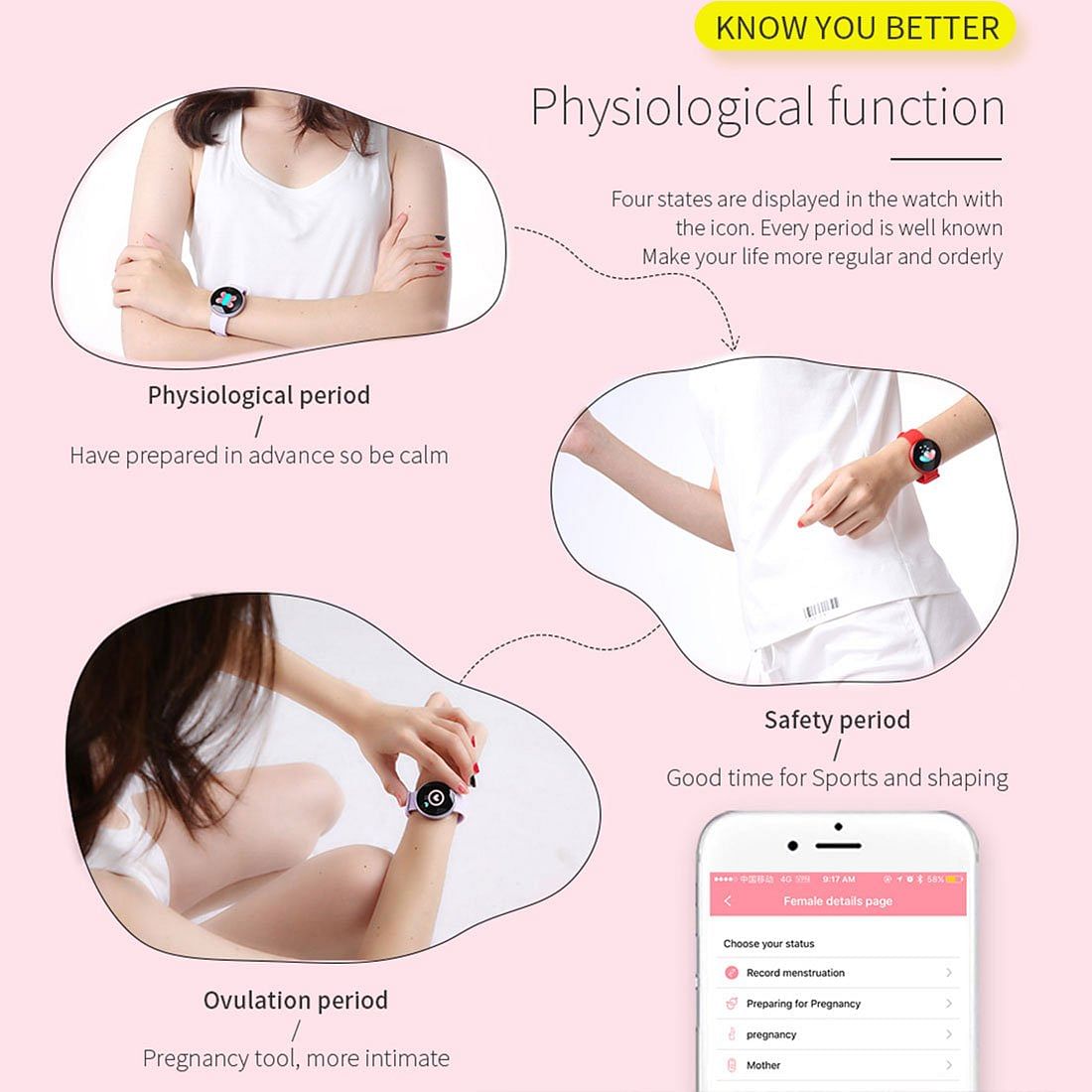 Bozlun Sports Waterproof Meter Step Test Heart Rate Multi-function Fashion Trend Physiological Perio