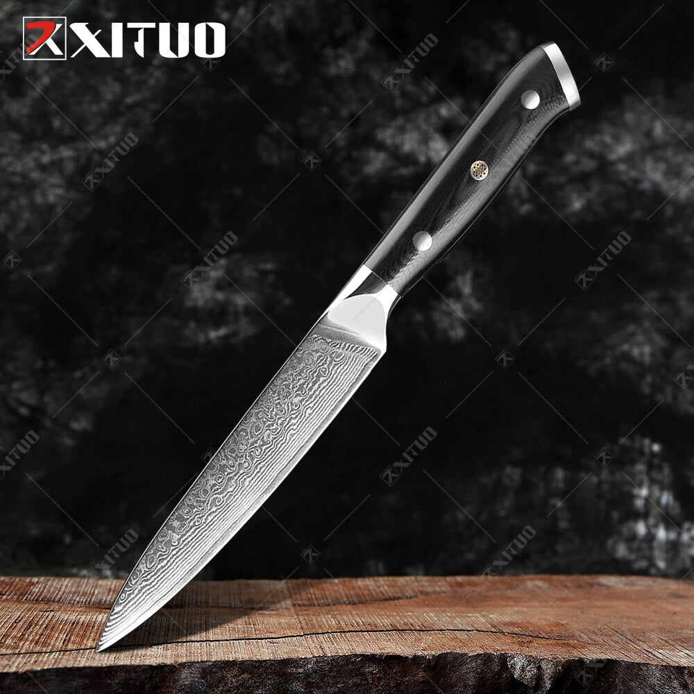XITUO Damascus Chef Knife Professional Japan Sankotu Cleaver Bone Knives Utility Kiritsuke Paring Kitchen Knife Cooking Tools